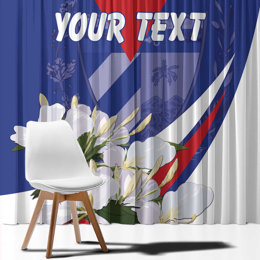 Personalized Cuba Hedychium Coronarium Window Curtain With Coat Of Arms - Wonder Print Shop