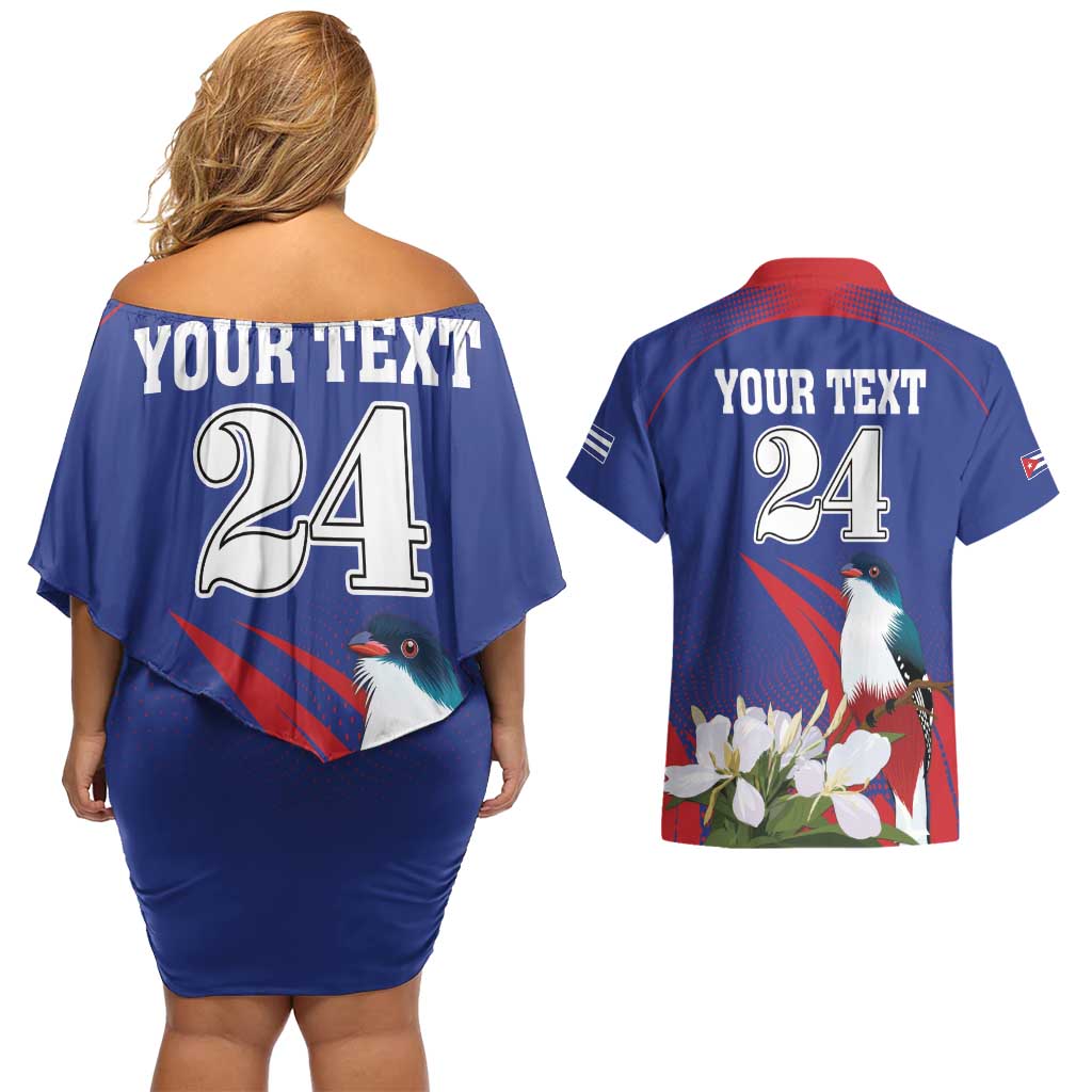 Custom Cuba Independence Day 1868 Couples Matching Off Shoulder Short Dress and Hawaiian Shirt Tocororo With White Mariposa - Wonder Print Shop