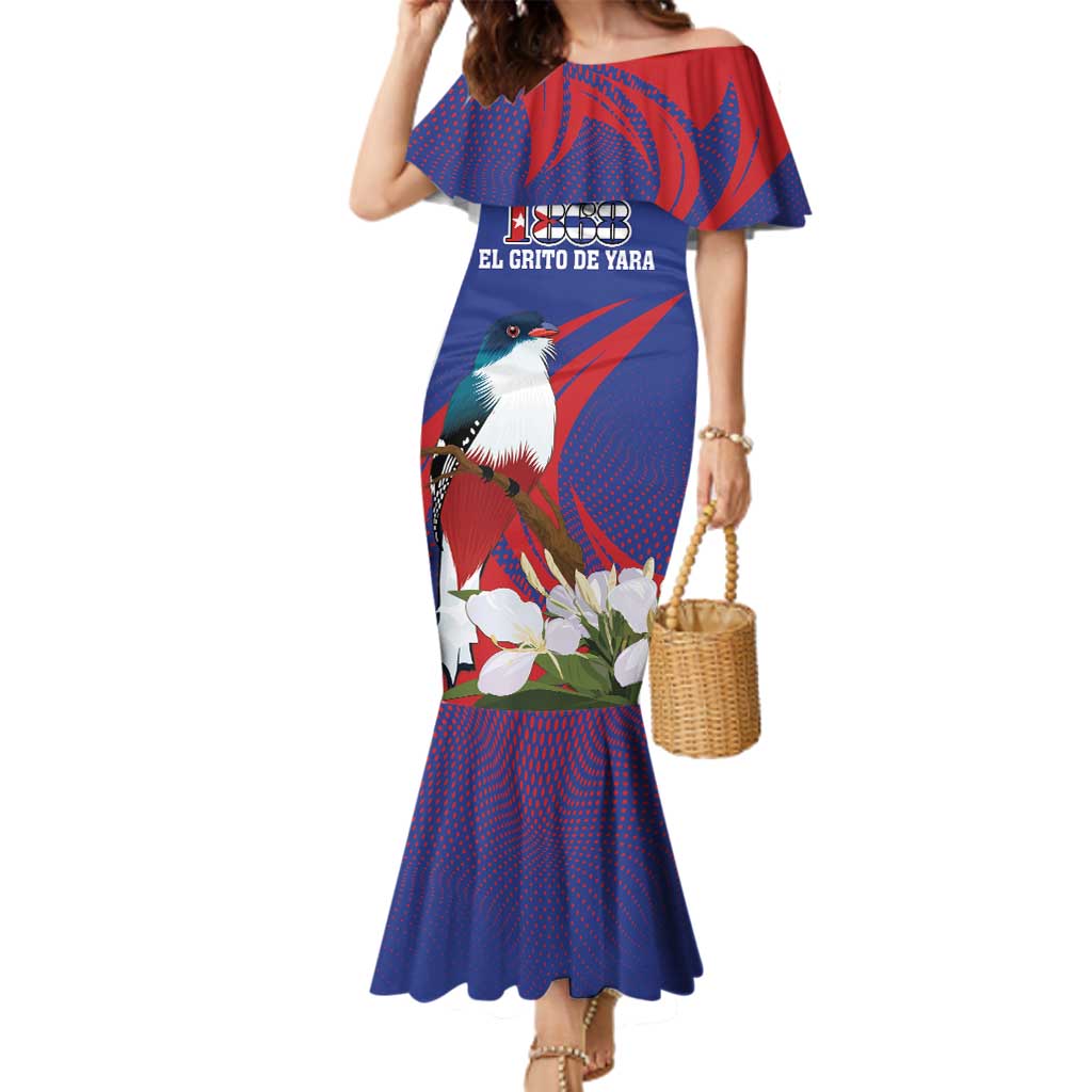 Custom Cuba Independence Day 1868 Family Matching Mermaid Dress and Hawaiian Shirt Tocororo With White Mariposa - Wonder Print Shop