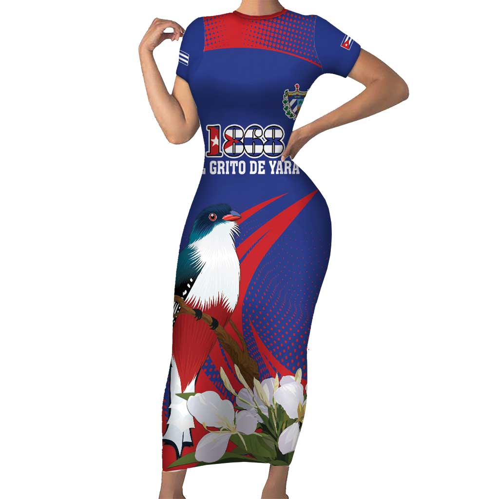 Custom Cuba Independence Day 1868 Family Matching Short Sleeve Bodycon Dress and Hawaiian Shirt Tocororo With White Mariposa - Wonder Print Shop
