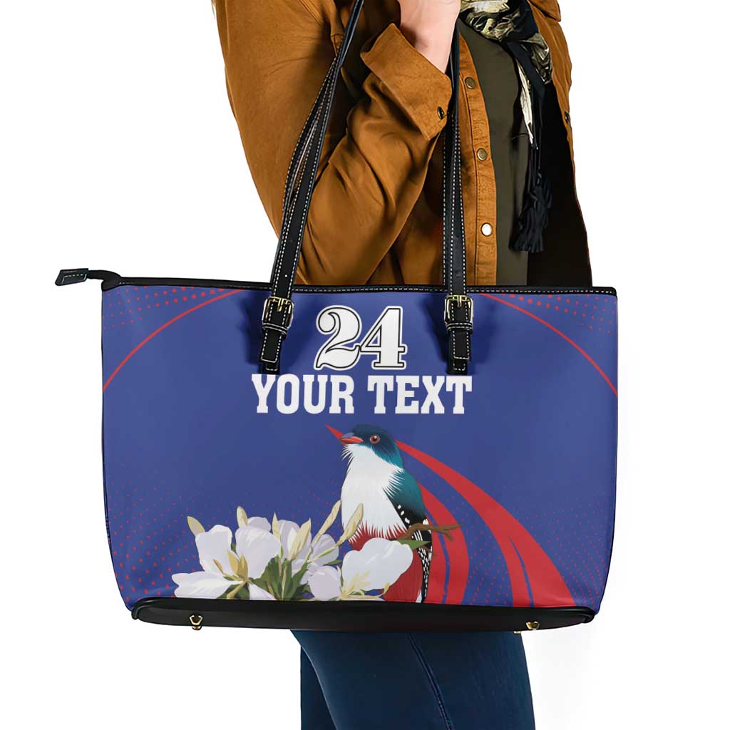 Custom Cuba Independence Day 1868 Leather Tote Bag Tocororo With White Mariposa - Wonder Print Shop