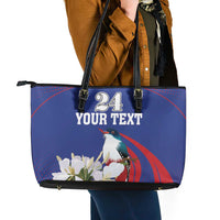 Custom Cuba Independence Day 1868 Leather Tote Bag Tocororo With White Mariposa - Wonder Print Shop