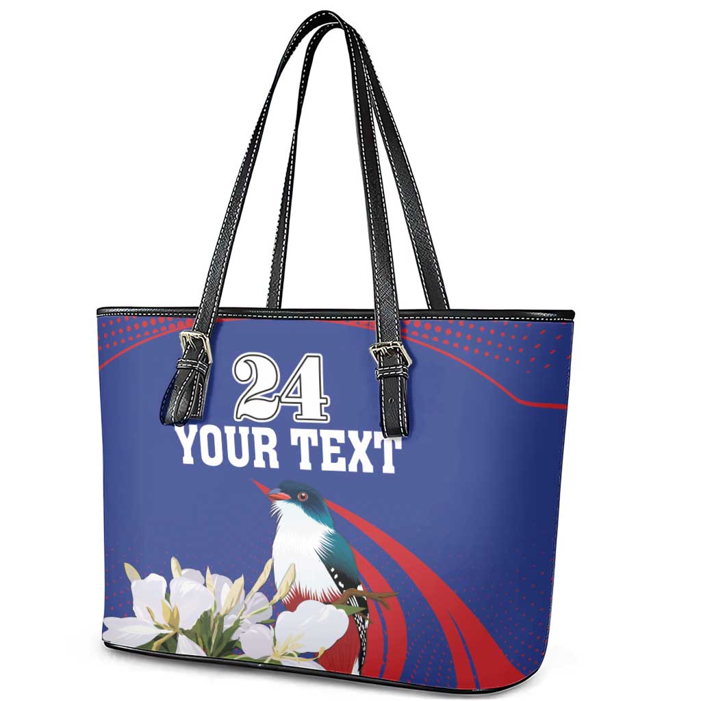 Custom Cuba Independence Day 1868 Leather Tote Bag Tocororo With White Mariposa - Wonder Print Shop