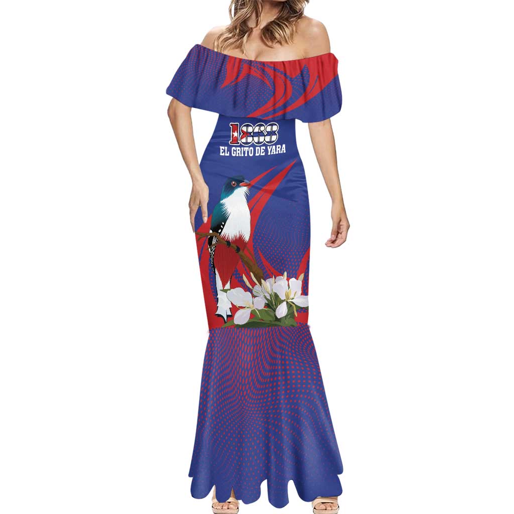 Custom Cuba Independence Day 1868 Mermaid Dress Tocororo With White Mariposa - Wonder Print Shop