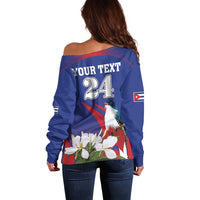 Custom Cuba Independence Day 1868 Off Shoulder Sweater Tocororo With White Mariposa - Wonder Print Shop