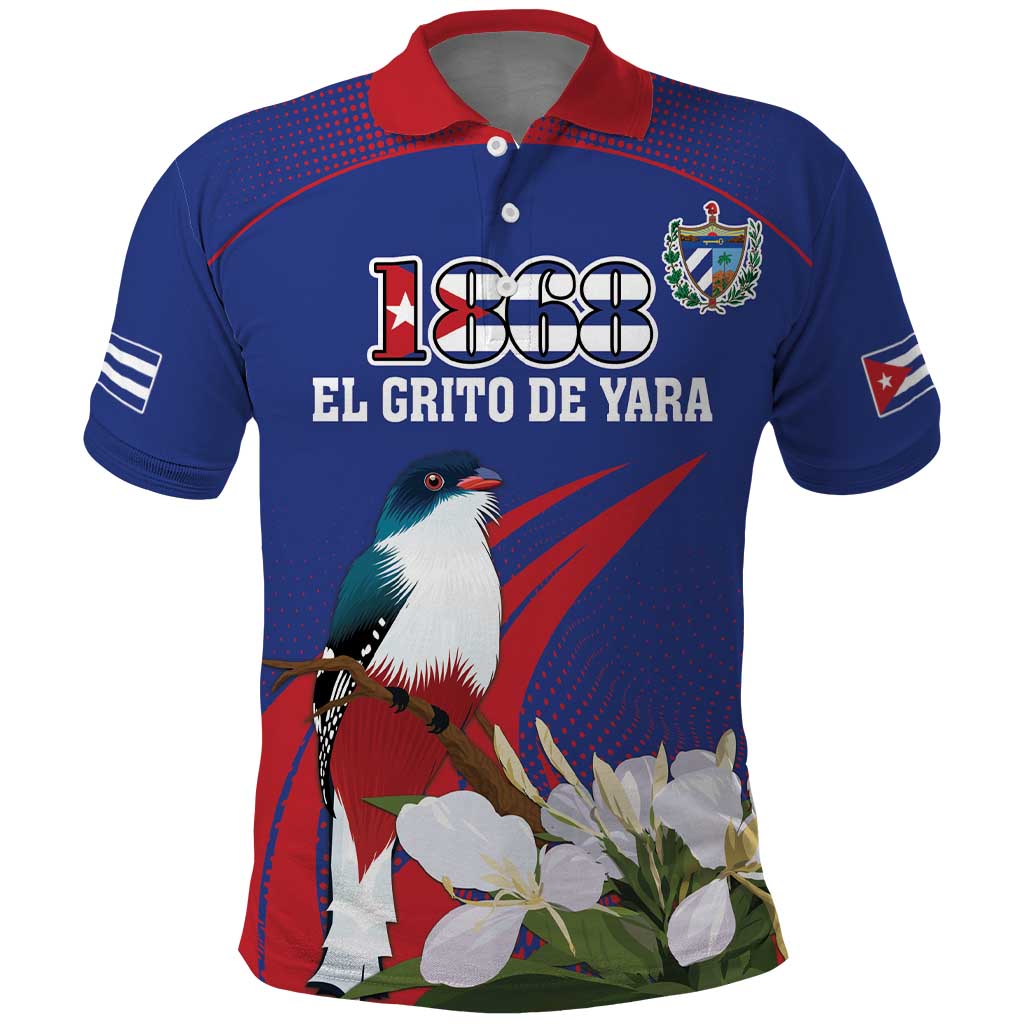 Custom Cuba Independence Day 1868 Polo Shirt Tocororo With White Mariposa - Wonder Print Shop
