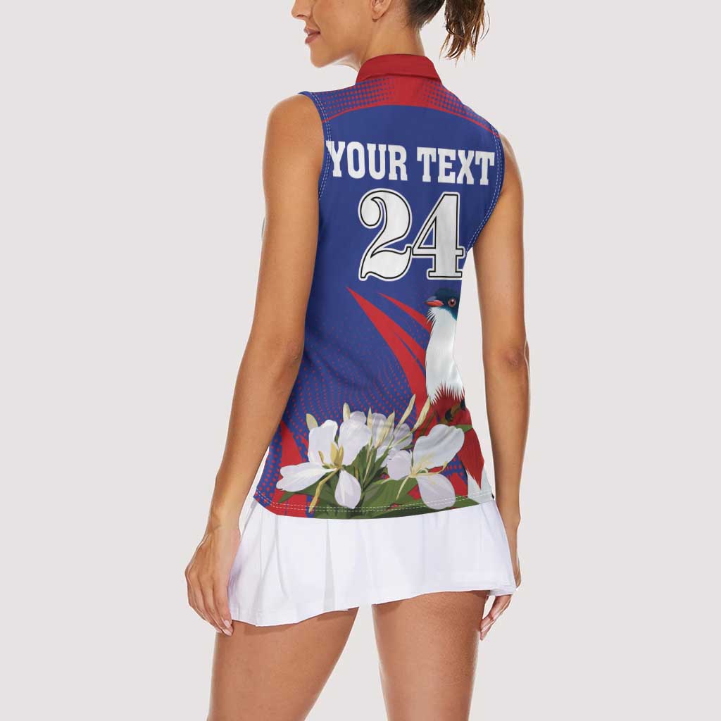 Custom Cuba Independence Day 1868 Women Sleeveless Polo Shirt Tocororo With White Mariposa - Wonder Print Shop