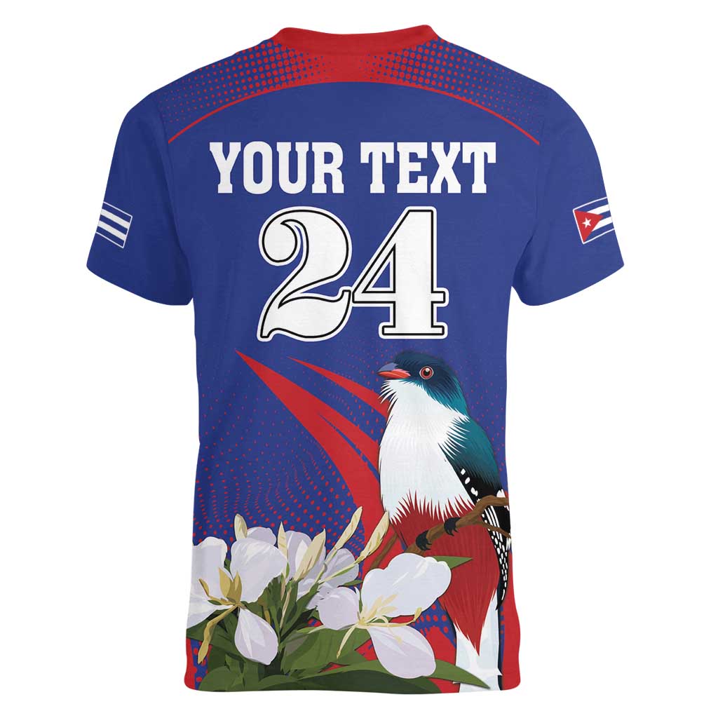 Custom Cuba Independence Day 1868 Women V-Neck T-Shirt Tocororo With White Mariposa - Wonder Print Shop