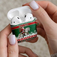 Lithuania Christmas AirPods Case Santa Riding White Horse Linksmu Kaledu - Wonder Print Shop