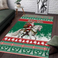 Lithuania Christmas Area Rug Santa Riding White Horse Linksmu Kaledu - Wonder Print Shop