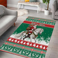 Lithuania Christmas Area Rug Santa Riding White Horse Linksmu Kaledu - Wonder Print Shop