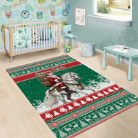 Lithuania Christmas Area Rug Santa Riding White Horse Linksmu Kaledu - Wonder Print Shop