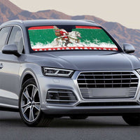 Lithuania Christmas Auto Sun Shade Santa Riding White Horse Linksmu Kaledu - Wonder Print Shop