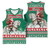 Lithuania Christmas Basketball Jersey Santa Riding White Horse Linksmu Kaledu - Wonder Print Shop