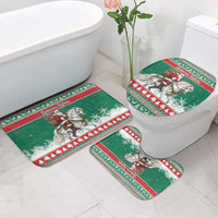 Lithuania Christmas Bathroom Set Santa Riding White Horse Linksmu Kaledu - Wonder Print Shop