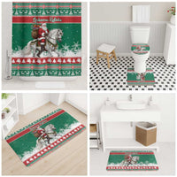Lithuania Christmas Bathroom Set Santa Riding White Horse Linksmu Kaledu - Wonder Print Shop