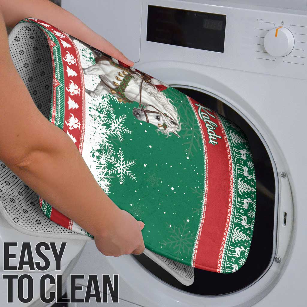 Lithuania Christmas Bathroom Set Santa Riding White Horse Linksmu Kaledu - Wonder Print Shop