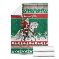 Lithuania Christmas Blanket Santa Riding White Horse Linksmu Kaledu - Wonder Print Shop