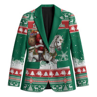 Lithuania Christmas Blazer Santa Riding White Horse Linksmu Kaledu - Wonder Print Shop