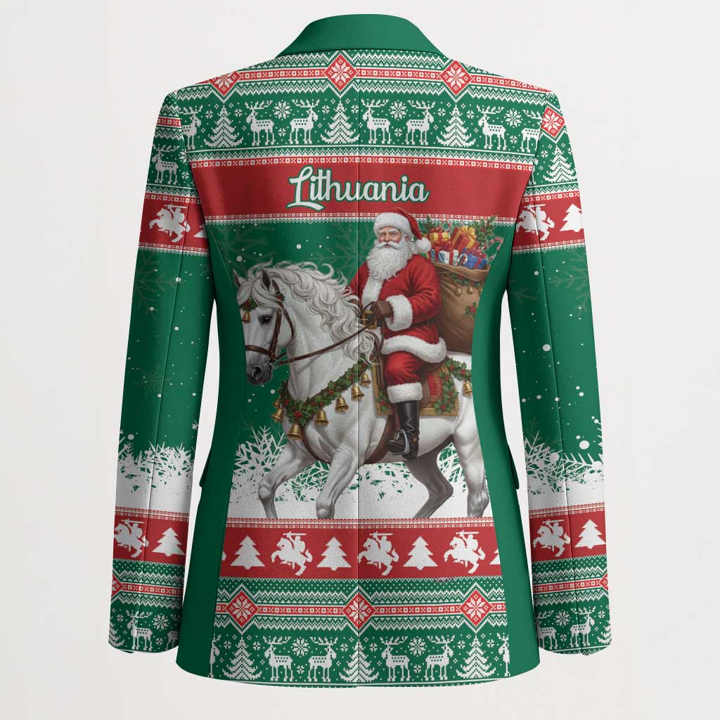 Lithuania Christmas Blazer Santa Riding White Horse Linksmu Kaledu - Wonder Print Shop