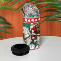 Lithuania Christmas 4 in 1 Can Cooler Tumbler Santa Riding White Horse Linksmu Kaledu - Wonder Print Shop
