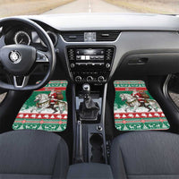 Lithuania Christmas Car Mats Santa Riding White Horse Linksmu Kaledu - Wonder Print Shop