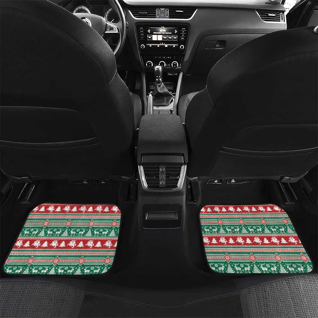 Lithuania Christmas Car Mats Santa Riding White Horse Linksmu Kaledu - Wonder Print Shop