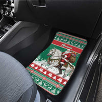 Lithuania Christmas Car Mats Santa Riding White Horse Linksmu Kaledu - Wonder Print Shop