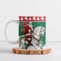 Lithuania Christmas Ceramic Mug Santa Riding White Horse Linksmu Kaledu - Wonder Print Shop