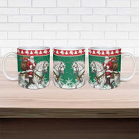 Lithuania Christmas Ceramic Mug Santa Riding White Horse Linksmu Kaledu - Wonder Print Shop