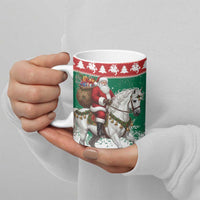 Lithuania Christmas Ceramic Mug Santa Riding White Horse Linksmu Kaledu - Wonder Print Shop