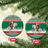 Lithuania Christmas Ceramic Ornament Santa Riding White Horse Linksmu Kaledu - Wonder Print Shop
