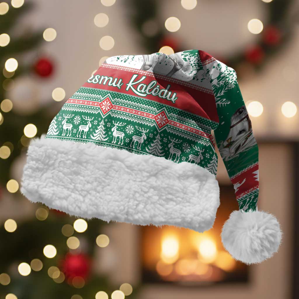 Lithuania Christmas Santa Hat Santa Riding White Horse Linksmu Kaledu - Wonder Print Shop
