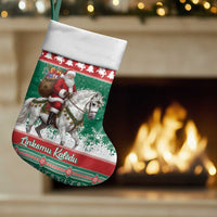 Lithuania Christmas Stocking Santa Riding White Horse Linksmu Kaledu - Wonder Print Shop