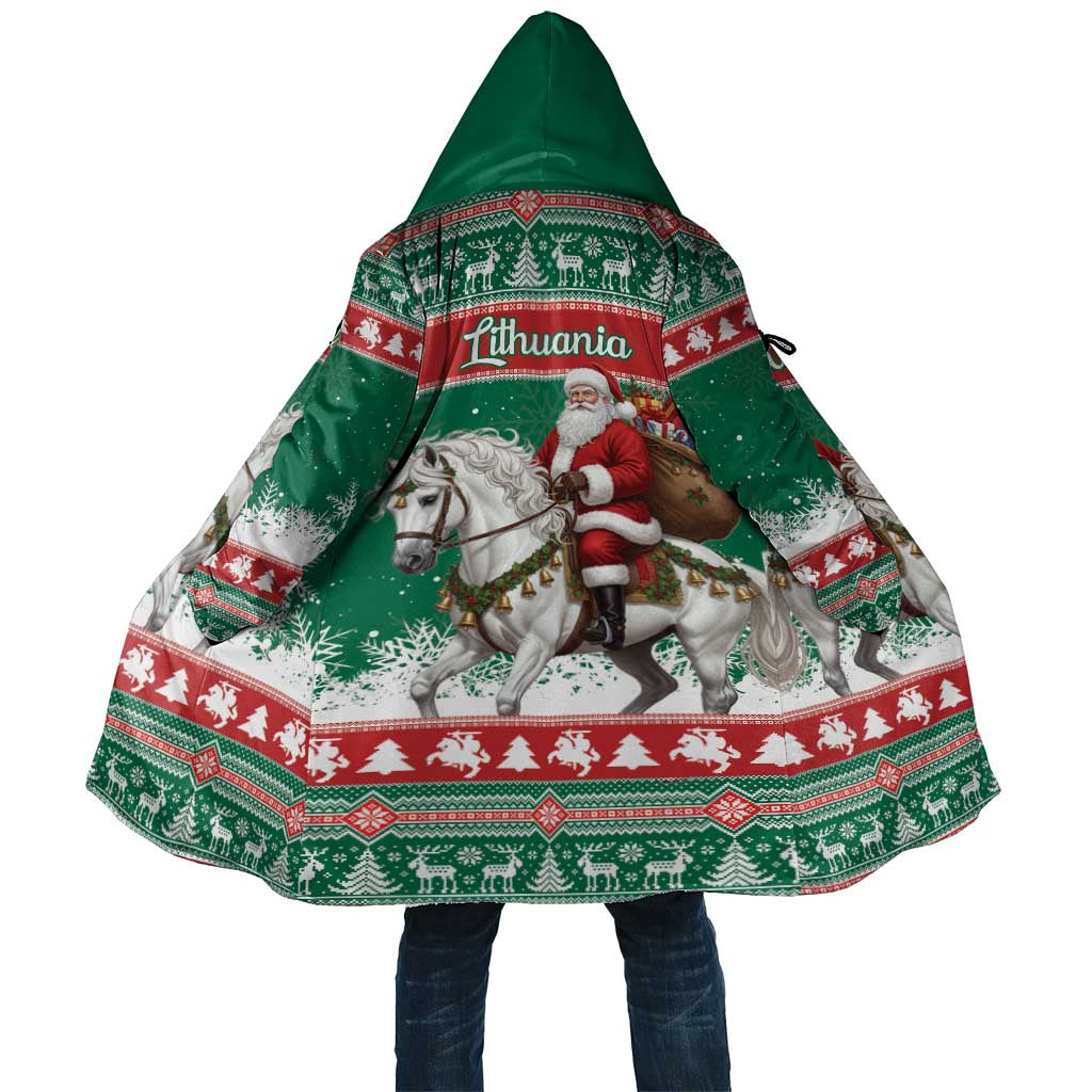 Lithuania Christmas Cloak Santa Riding White Horse Linksmu Kaledu - Wonder Print Shop