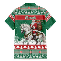 Lithuania Christmas Family Matching Mermaid Dress and Hawaiian Shirt Santa Riding White Horse Linksmu Kaledu - Wonder Print Shop