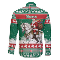 Lithuania Christmas Family Matching Mermaid Dress and Hawaiian Shirt Santa Riding White Horse Linksmu Kaledu - Wonder Print Shop