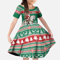 Lithuania Christmas Family Matching Tank Maxi Dress and Hawaiian Shirt Santa Riding White Horse Linksmu Kaledu - Wonder Print Shop