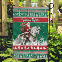 Lithuania Christmas Garden Flag Santa Riding White Horse Linksmu Kaledu - Wonder Print Shop