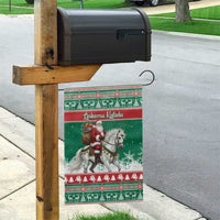 Lithuania Christmas Garden Flag Santa Riding White Horse Linksmu Kaledu - Wonder Print Shop
