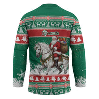 Lithuania Christmas Hockey Jersey Santa Riding White Horse Linksmu Kaledu - Wonder Print Shop