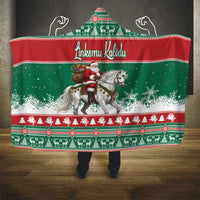 Lithuania Christmas Hooded Blanket Santa Riding White Horse Linksmu Kaledu - Wonder Print Shop