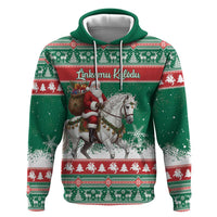 Lithuania Christmas Hoodie Santa Riding White Horse Linksmu Kaledu - Wonder Print Shop