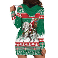 Lithuania Christmas Hoodie Dress Santa Riding White Horse Linksmu Kaledu - Wonder Print Shop