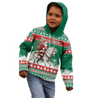 Lithuania Christmas Kid Hoodie Santa Riding White Horse Linksmu Kaledu - Wonder Print Shop