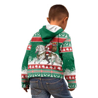 Lithuania Christmas Kid Hoodie Santa Riding White Horse Linksmu Kaledu - Wonder Print Shop