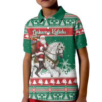 Lithuania Christmas Kid Polo Shirt Santa Riding White Horse Linksmu Kaledu - Wonder Print Shop