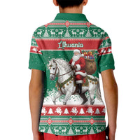 Lithuania Christmas Kid Polo Shirt Santa Riding White Horse Linksmu Kaledu - Wonder Print Shop