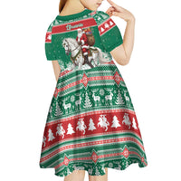 Lithuania Christmas Kid Short Sleeve Dress Santa Riding White Horse Linksmu Kaledu - Wonder Print Shop