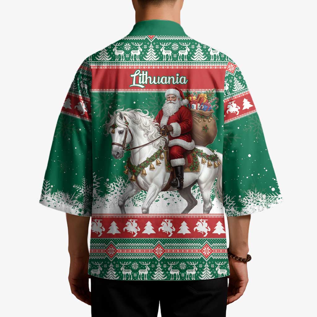 Lithuania Christmas Kimono Santa Riding White Horse Linksmu Kaledu - Wonder Print Shop